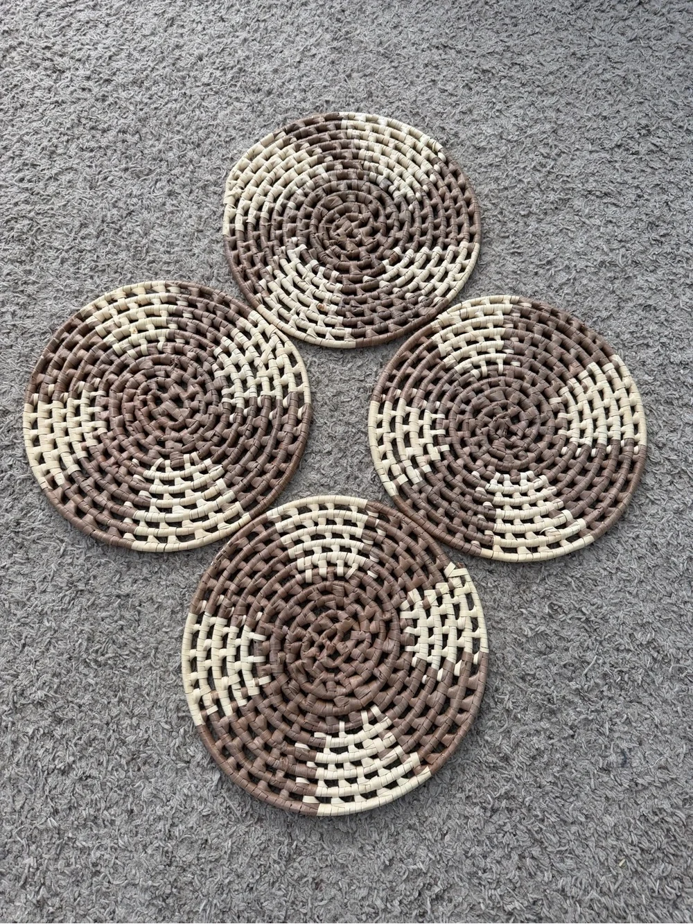 Woven Round Placemats - Brown and Cream - Home Accents